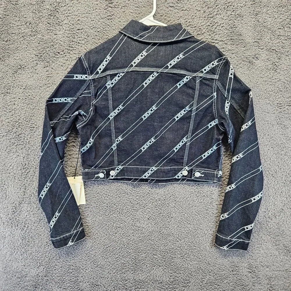 Jordache Denim Jacket Women Size Medium Blue Betty Crop‎ Jacket Dark Wash
